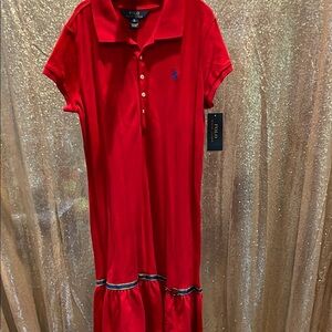 Polo by Ralph Lauren Red Polo Dress with Navy Pony NWT